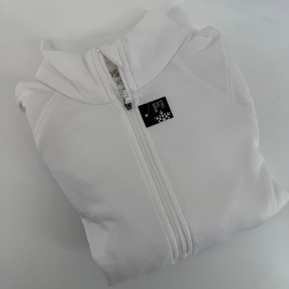 DSG Womens‎ White Fleece Grid Quarter Zip Long Sleeve Athletic Jacket XS